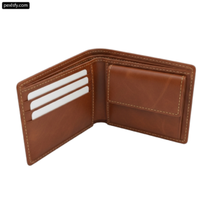 Brown leather wallet with two credit cards in it png transparent background