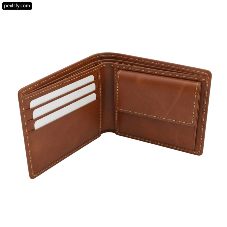 Brown leather wallet with two credit cards in it png transparent background