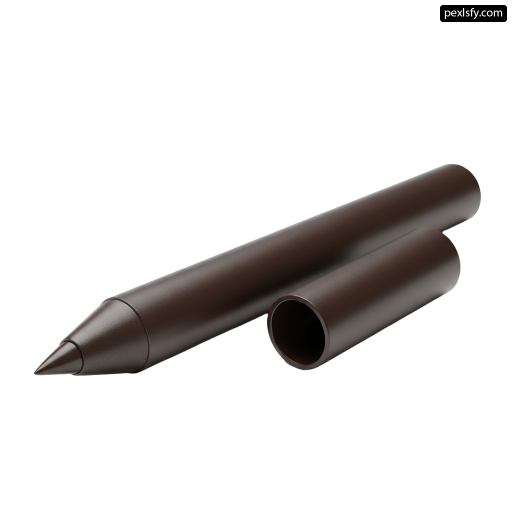 Brown pen sitting on top of a white surface png transparent background