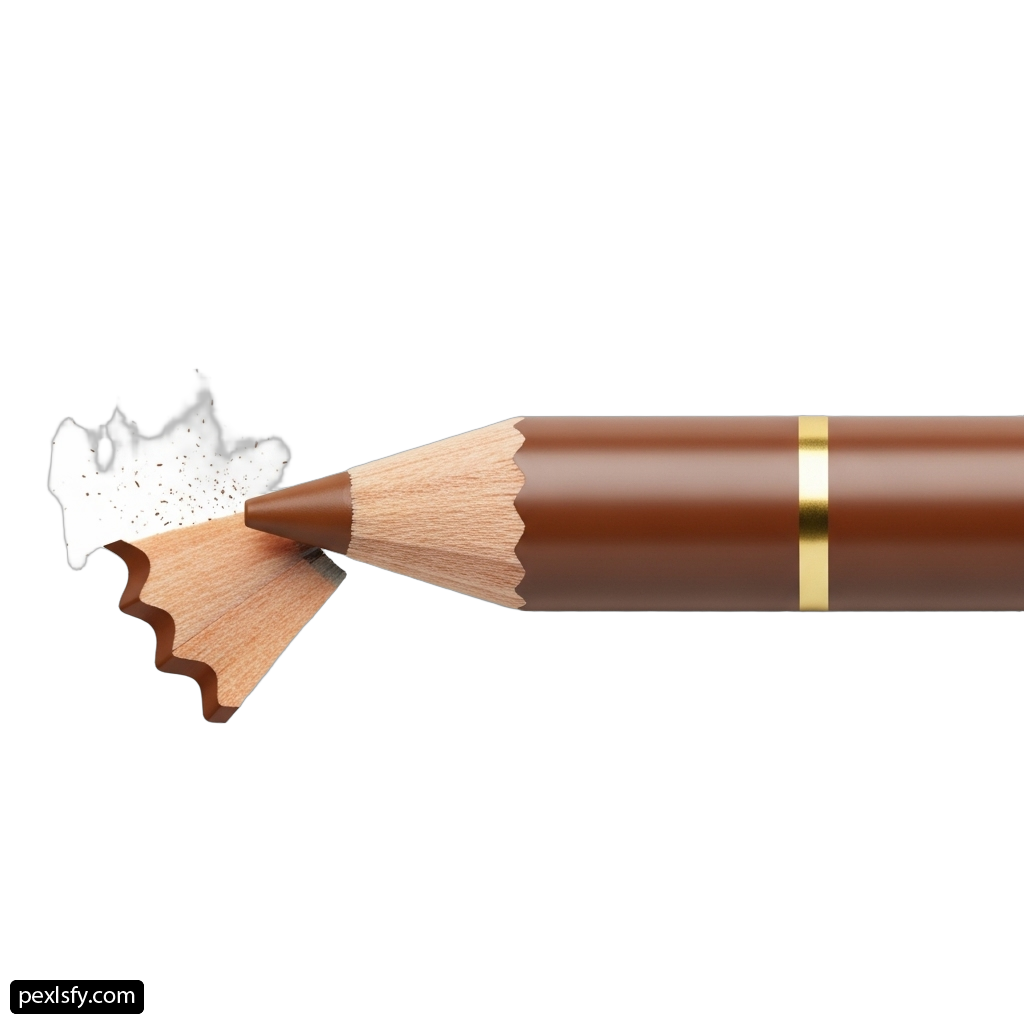 Brown pencil with a gold tip on a white background png transparent background