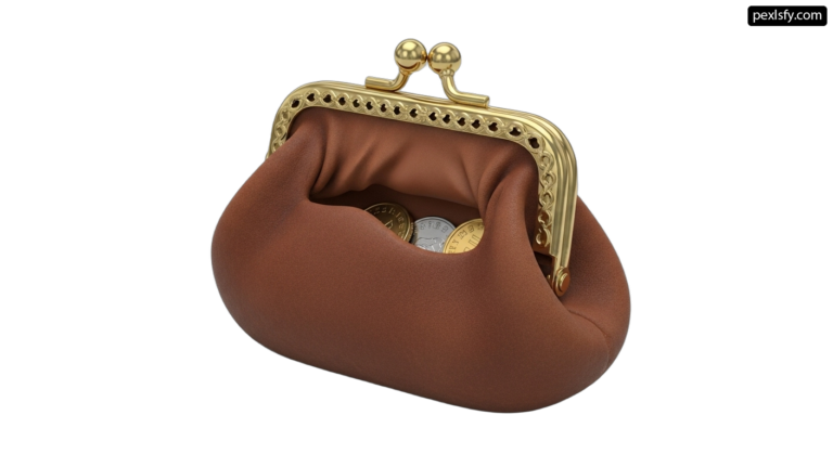 Brown purse with a gold clasp on it png transparent background