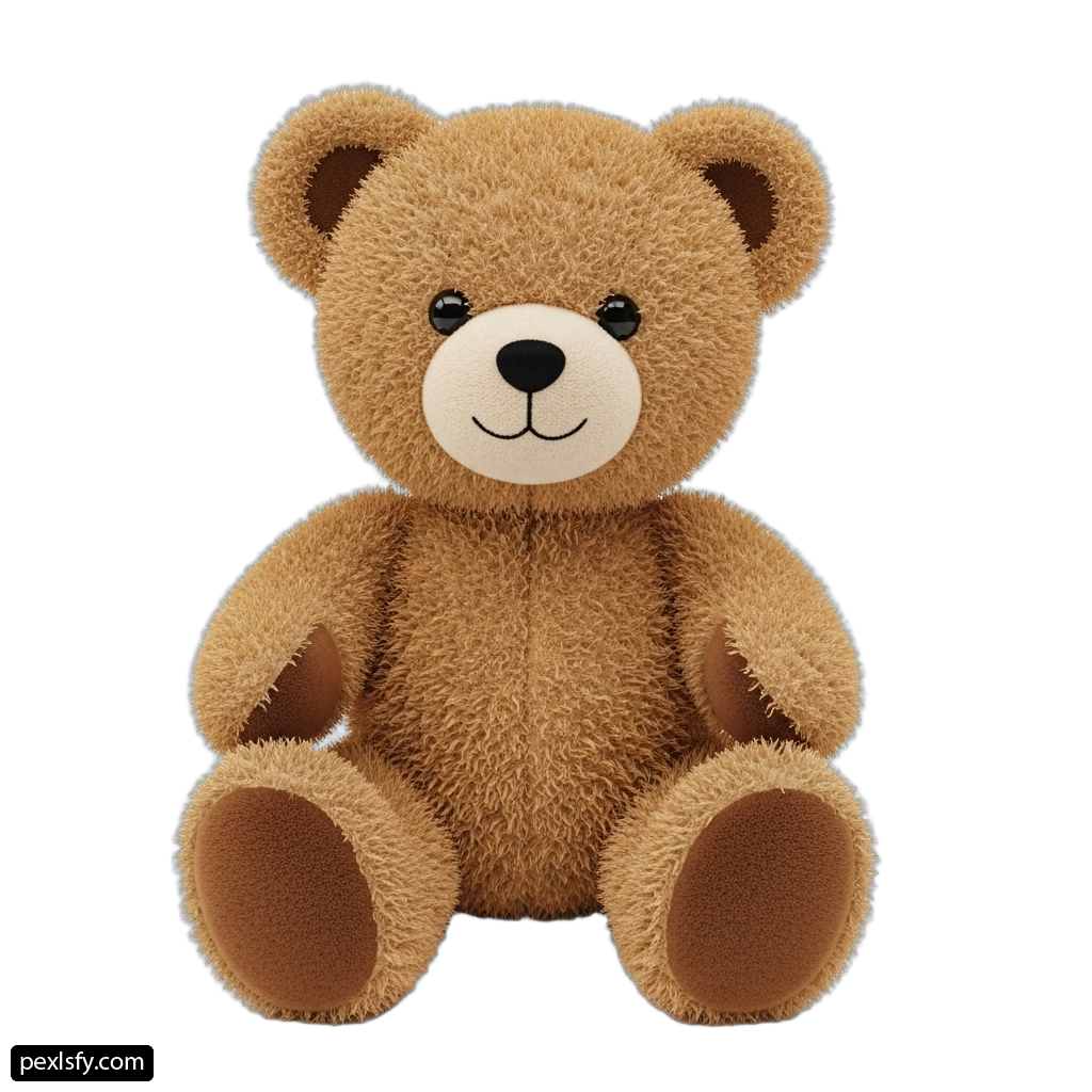 Brown teddy bear sitting on a white background png transparent background
