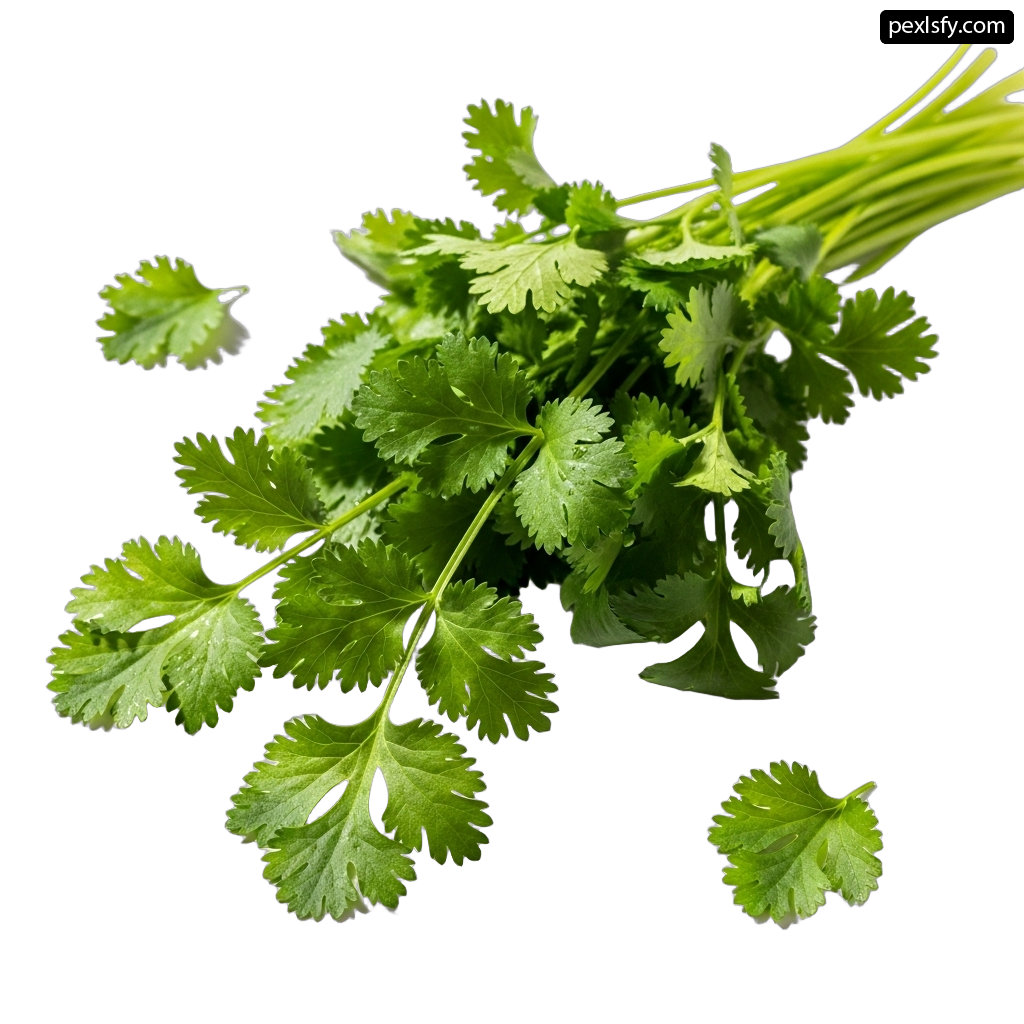 Bunch of cilantro on a white background png transparent background