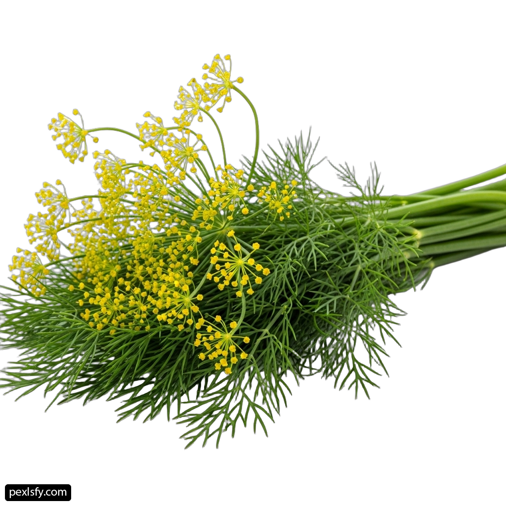 Bunch of dill flowers on a white background png transparent background