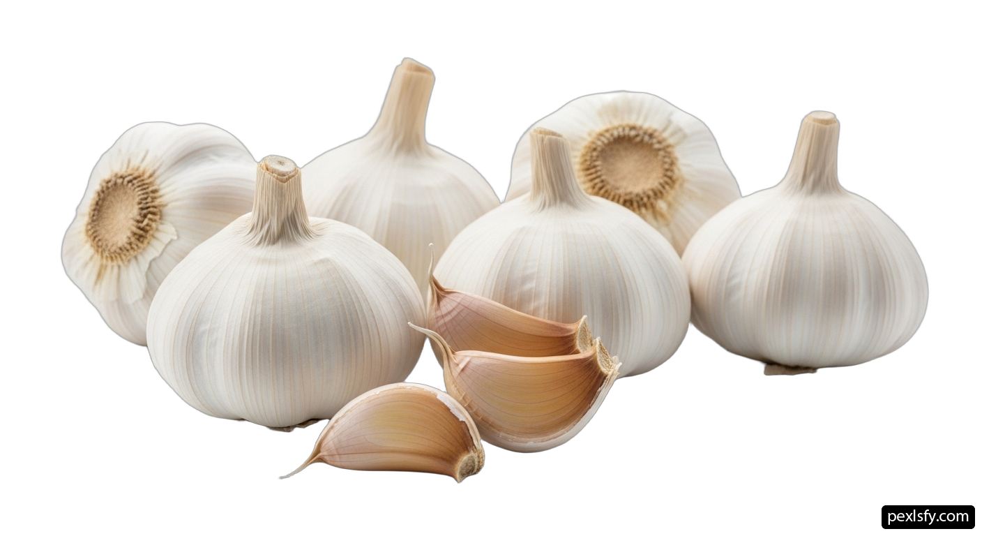 Bunch of garlic on a white background png transparent background
