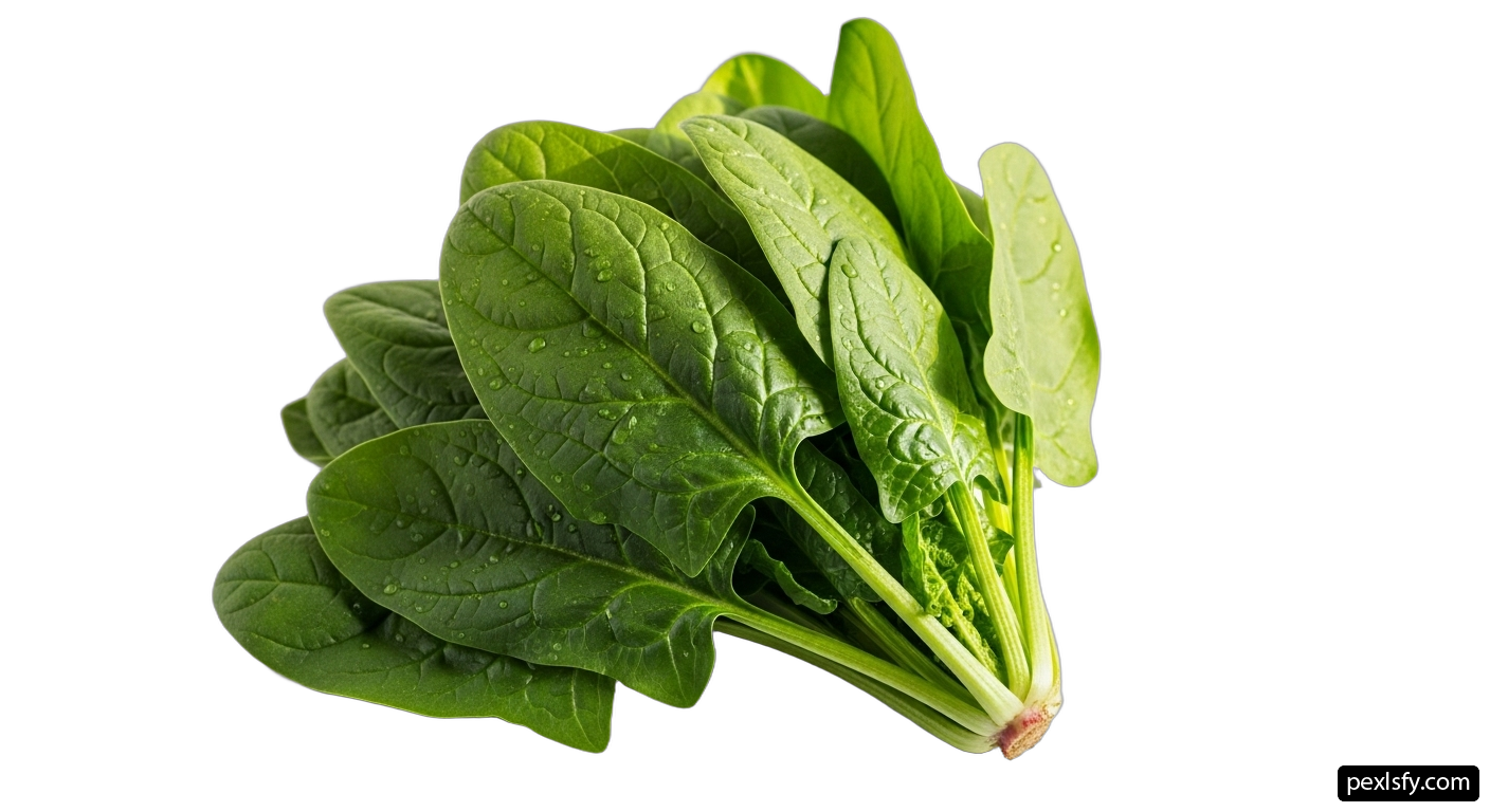 Bunch of spinach leaves with water droplets on them png transparent background