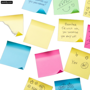 Bunch of sticky notes with different messages on them png transparent background