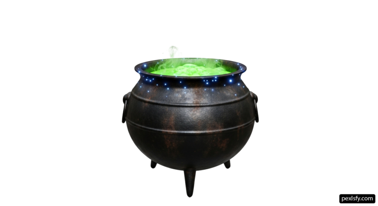 Cauldron filled with green liquid sitting on top of a table png transparent background