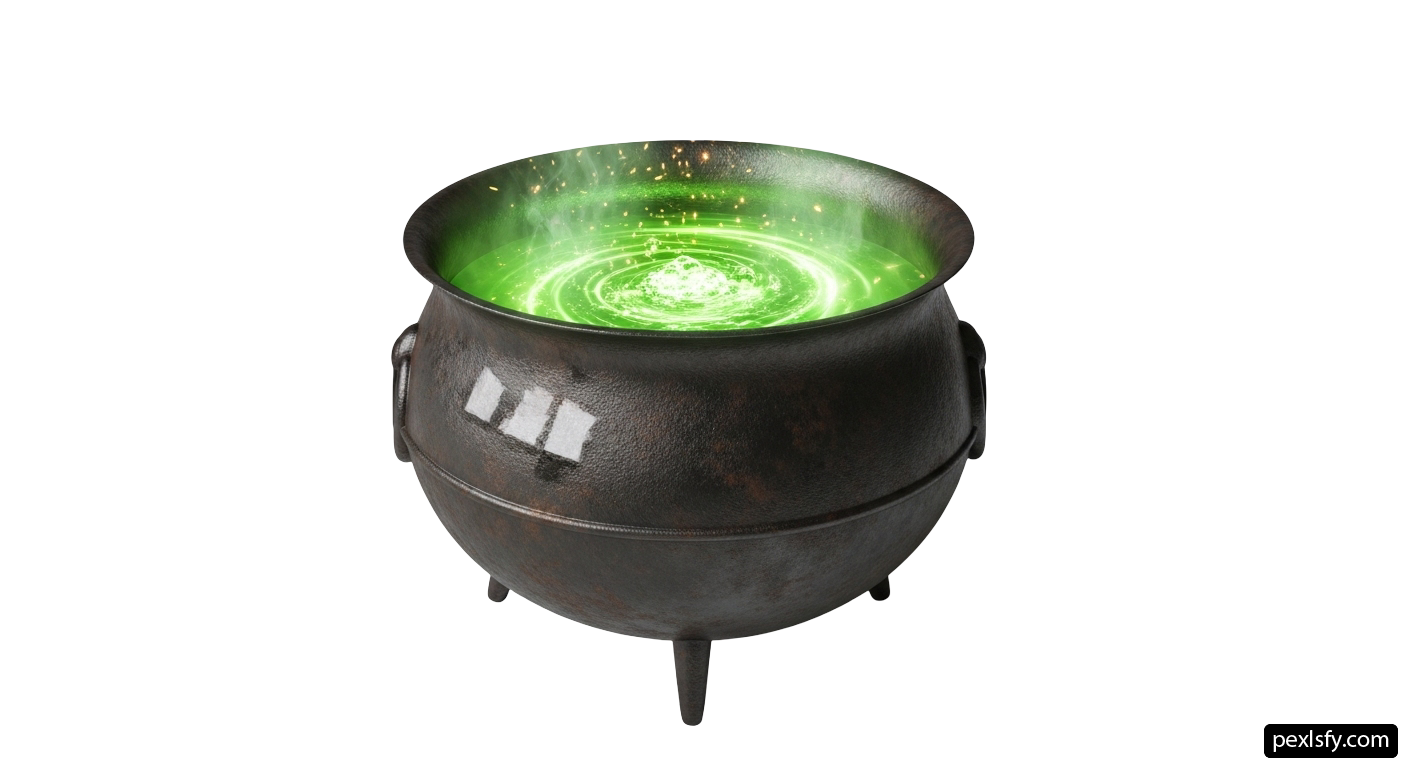 Cauldron with a green light inside of it png transparent background