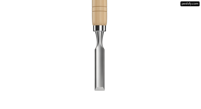 Chisel with a wooden handle on a white background png transparent background