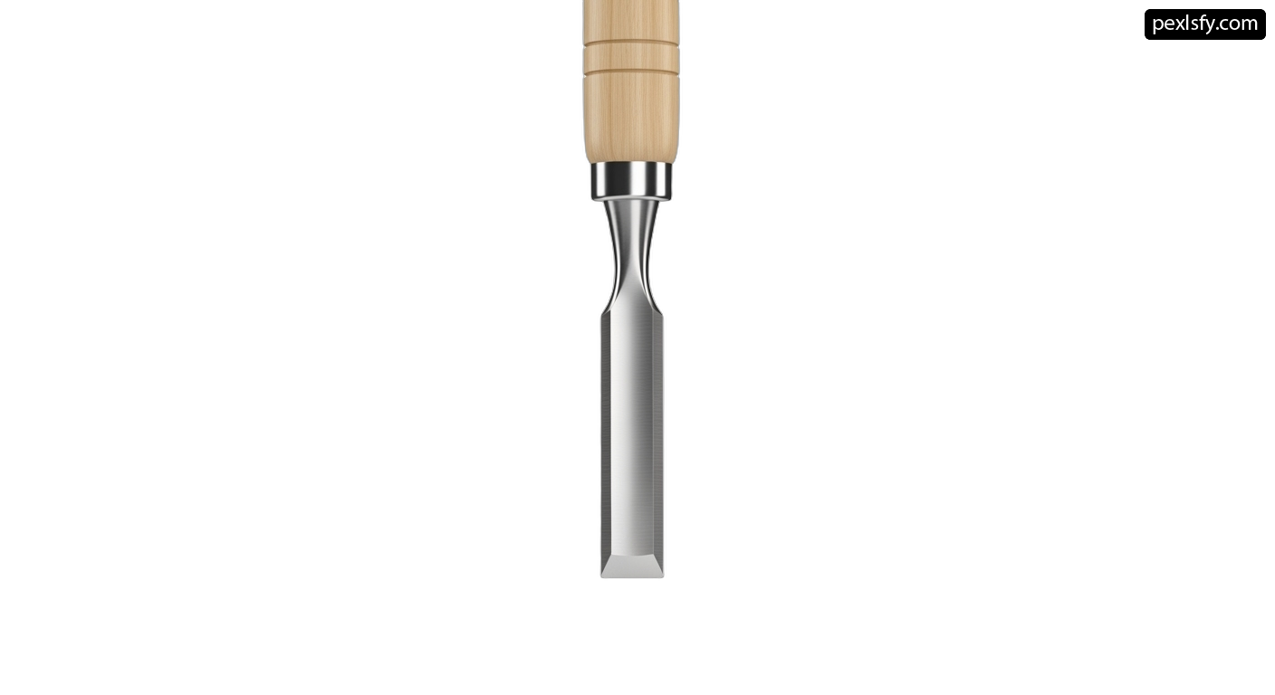 Chisel with a wooden handle on a white background png transparent background