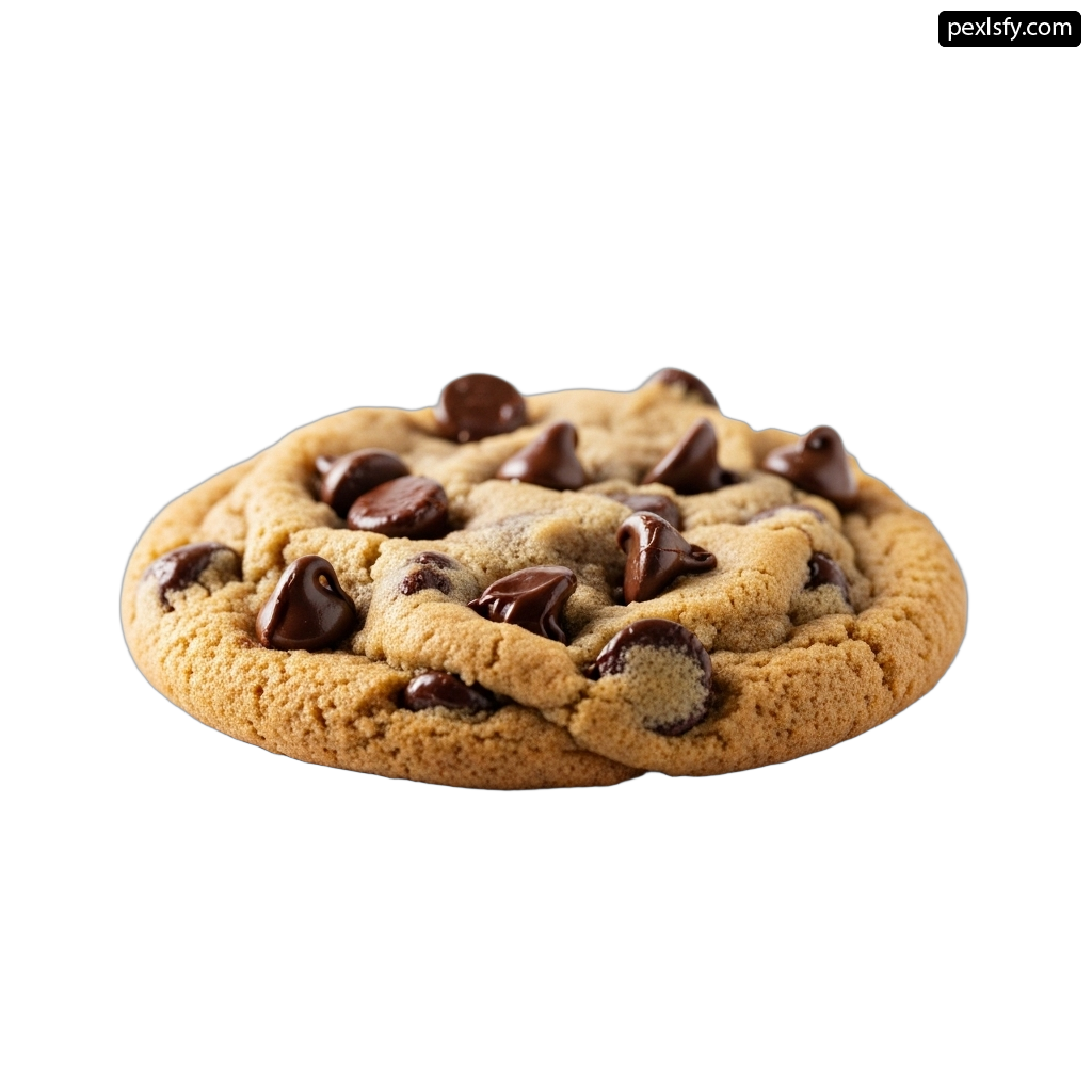 Chocolate chip cookie on a white background png transparent background