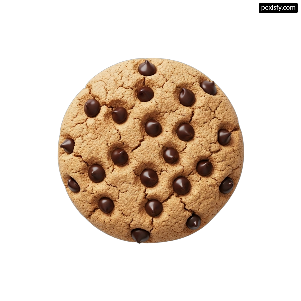 Chocolate chip cookie on a white background png transparent background