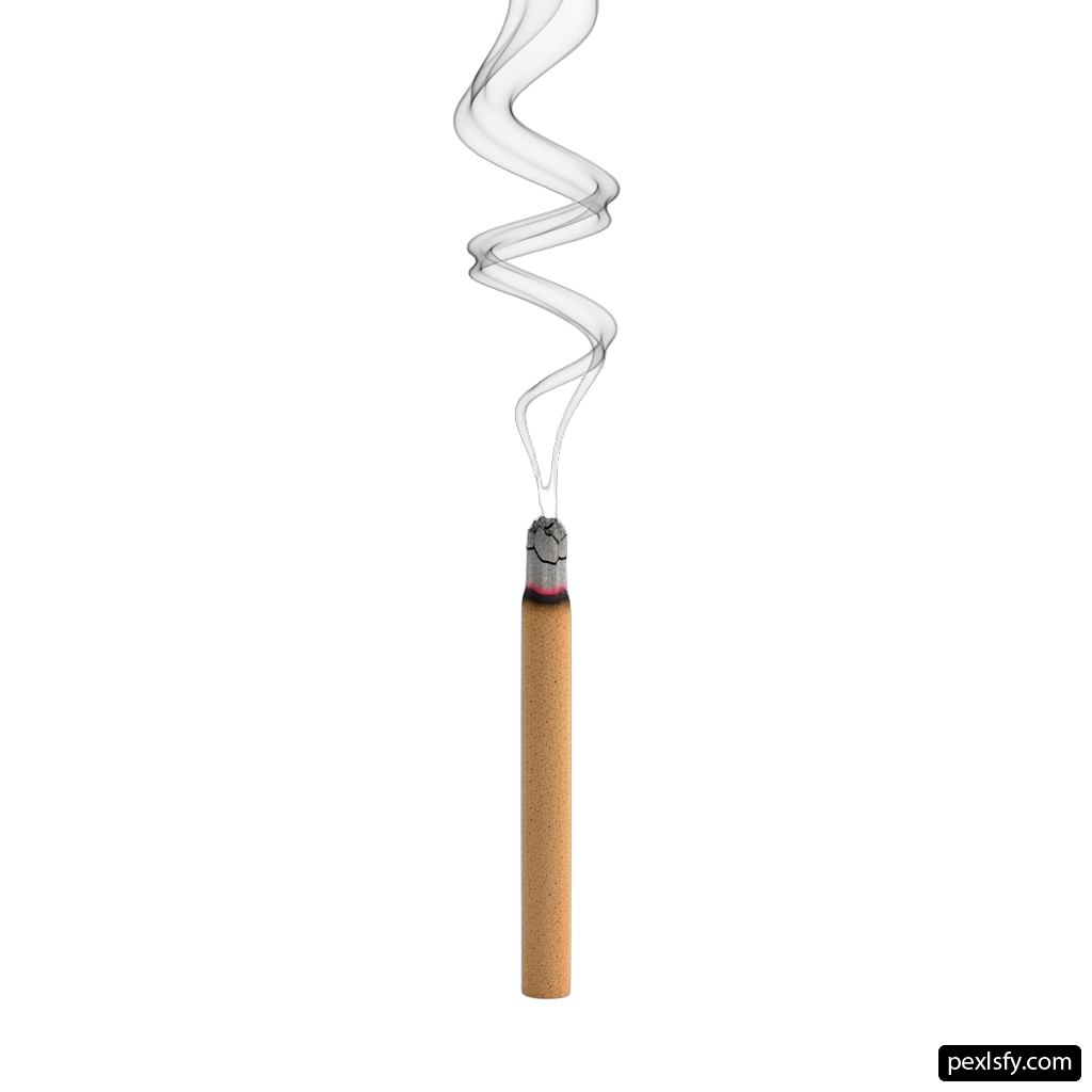 Cigarette with a smoke coming out of it png transparent background