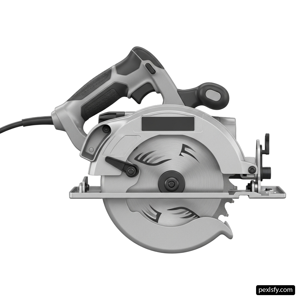 Circular saw is shown on a white background png transparent background