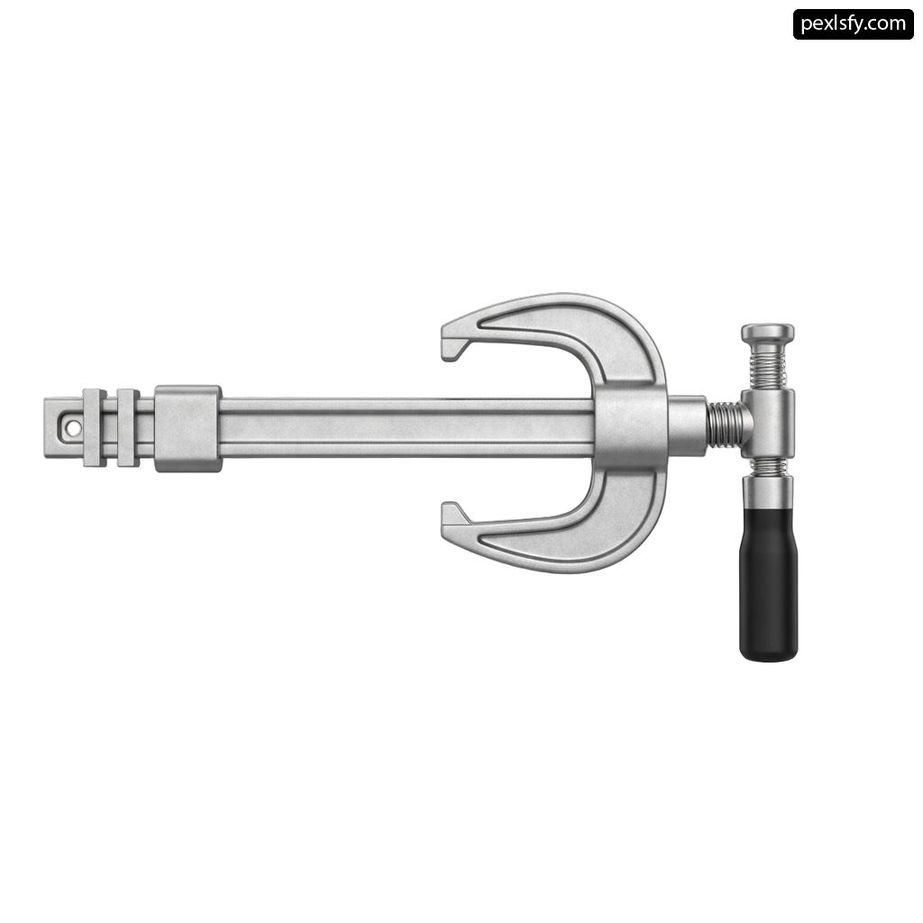 Clamp with a black handle on a white background png transparent background