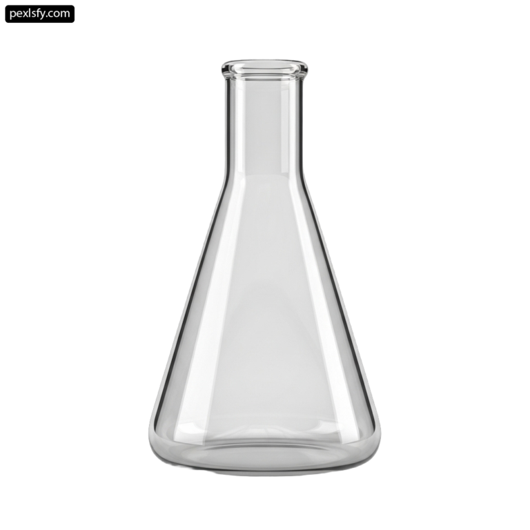 Clear glass beaker on a white background png transparent background