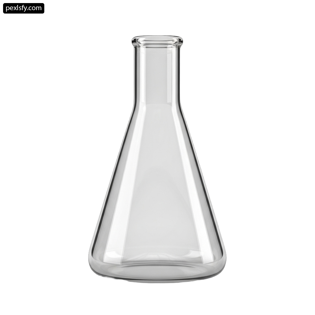 Clear glass beaker on a white background png transparent background