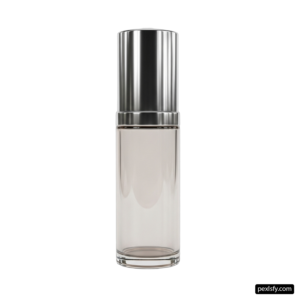 Clear glass bottle with a silver cap png transparent background