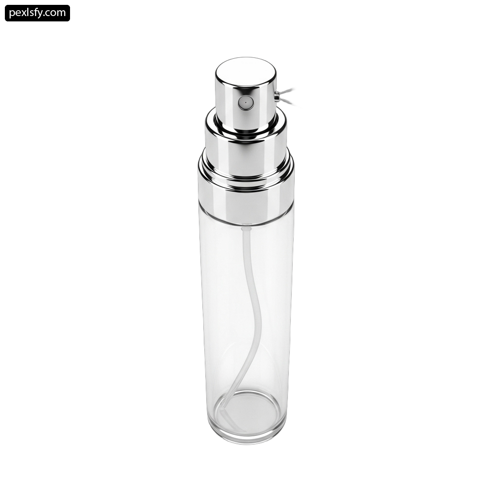 Clear glass bottle with a silver lid png transparent background