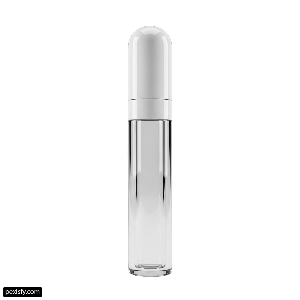 Clear glass bottle with a silver cap on a white background png transparent background