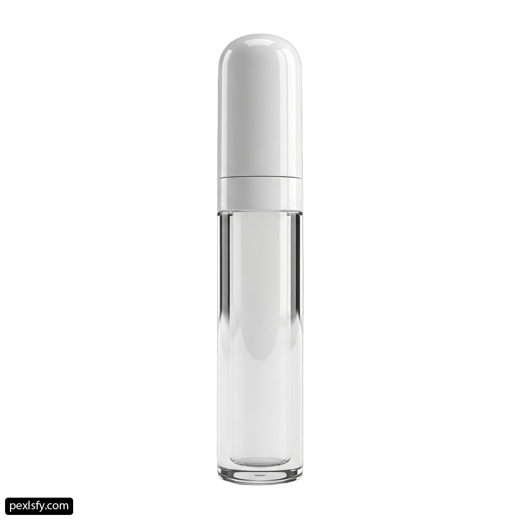 Clear glass bottle with a silver cap on a white background png transparent background