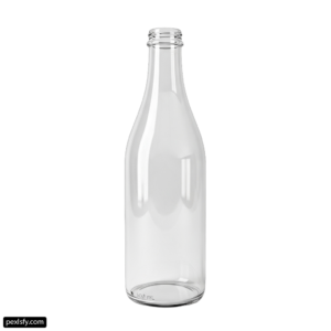 Clear glass bottle with a silver cap png transparent background
