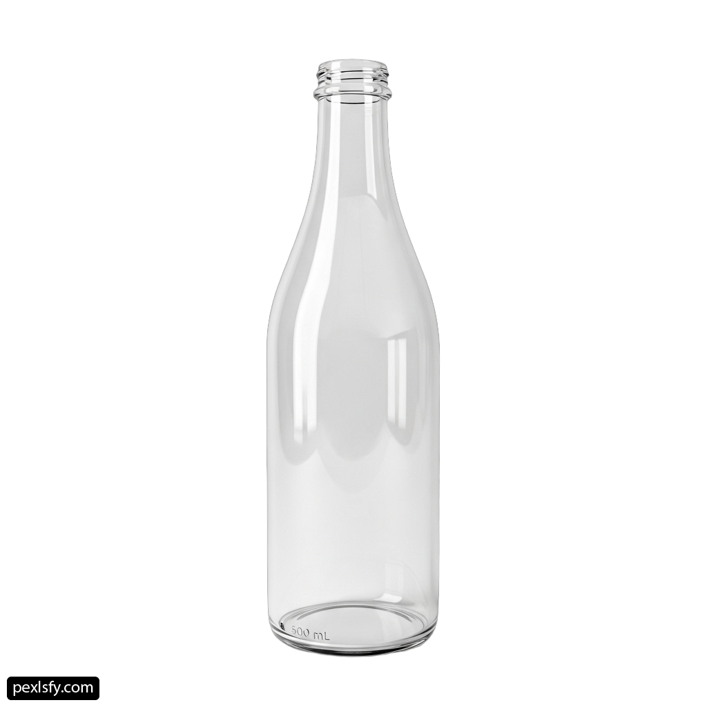 Clear glass bottle with a silver cap png transparent background