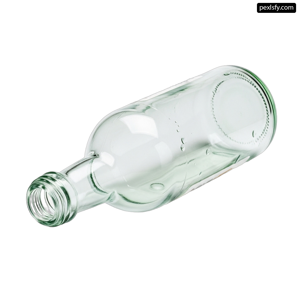 Clear glass bottle with a white background png transparent background