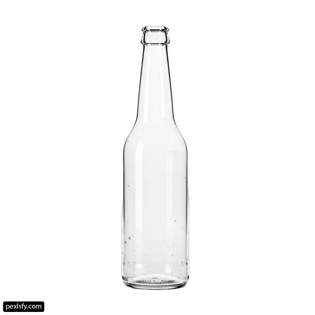 Clear glass bottle with a white background png transparent background