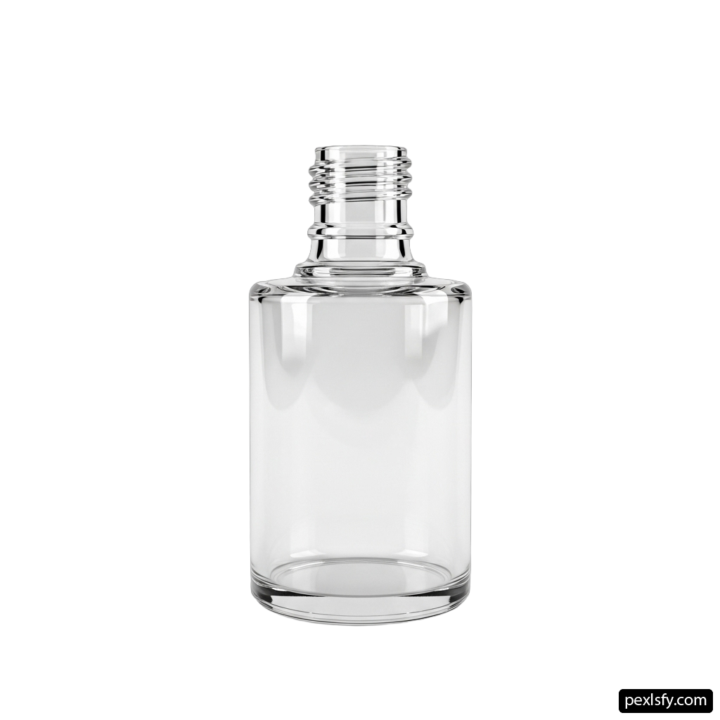 Clear glass bottle with a white background png transparent background