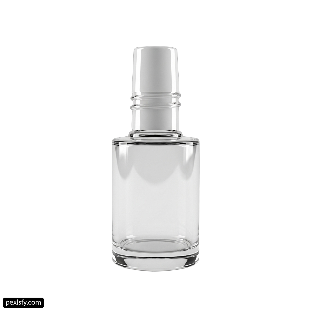 Clear glass bottle with a white cap png transparent background