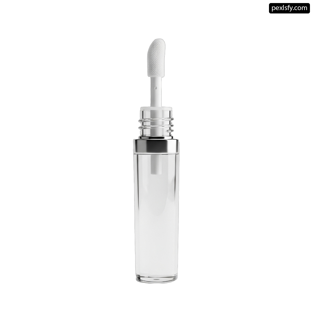 Clear glass bottle with a white dropper on top png transparent background