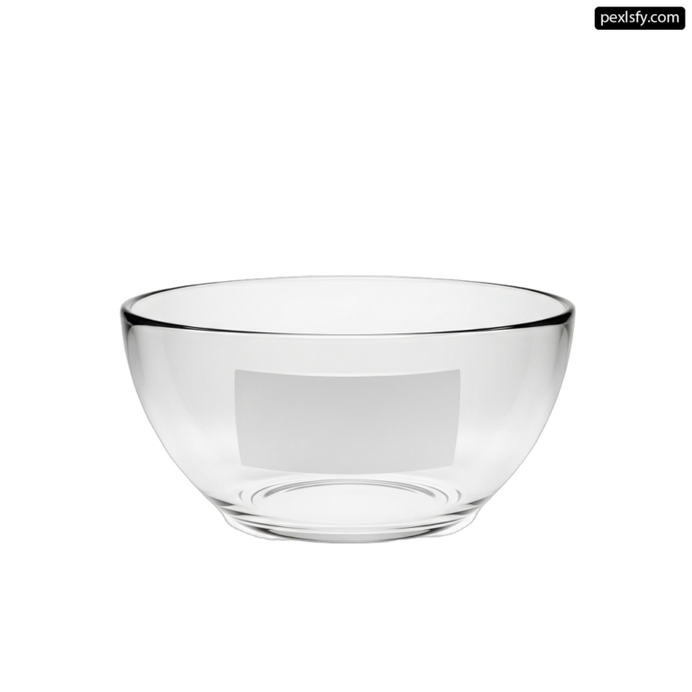 Clear glass bowl on a white background png transparent background