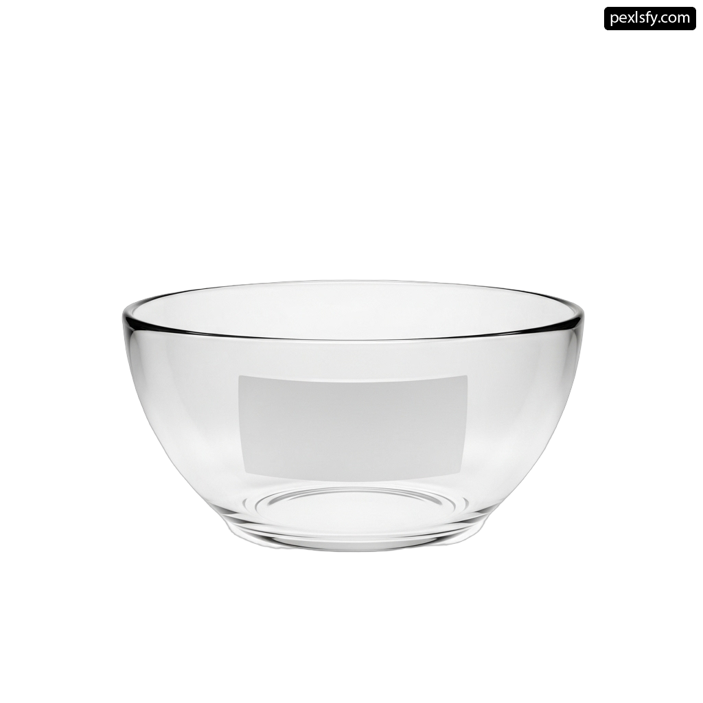 Clear glass bowl on a white background png transparent background