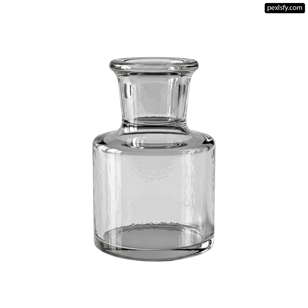 Clear glass decanter on a white background png transparent background