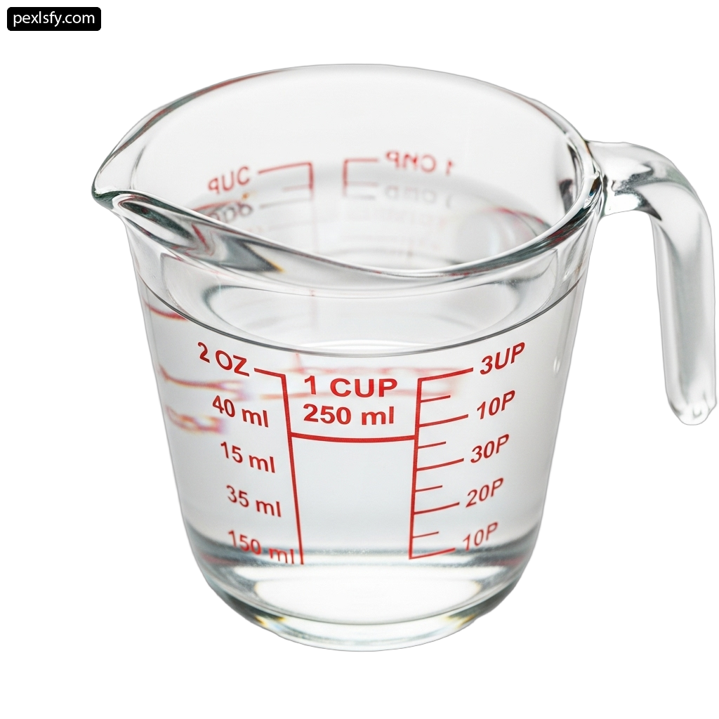 Clear glass measuring cup with a handle png transparent background