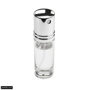 Clear glass with a silver lid and a white background png transparent background