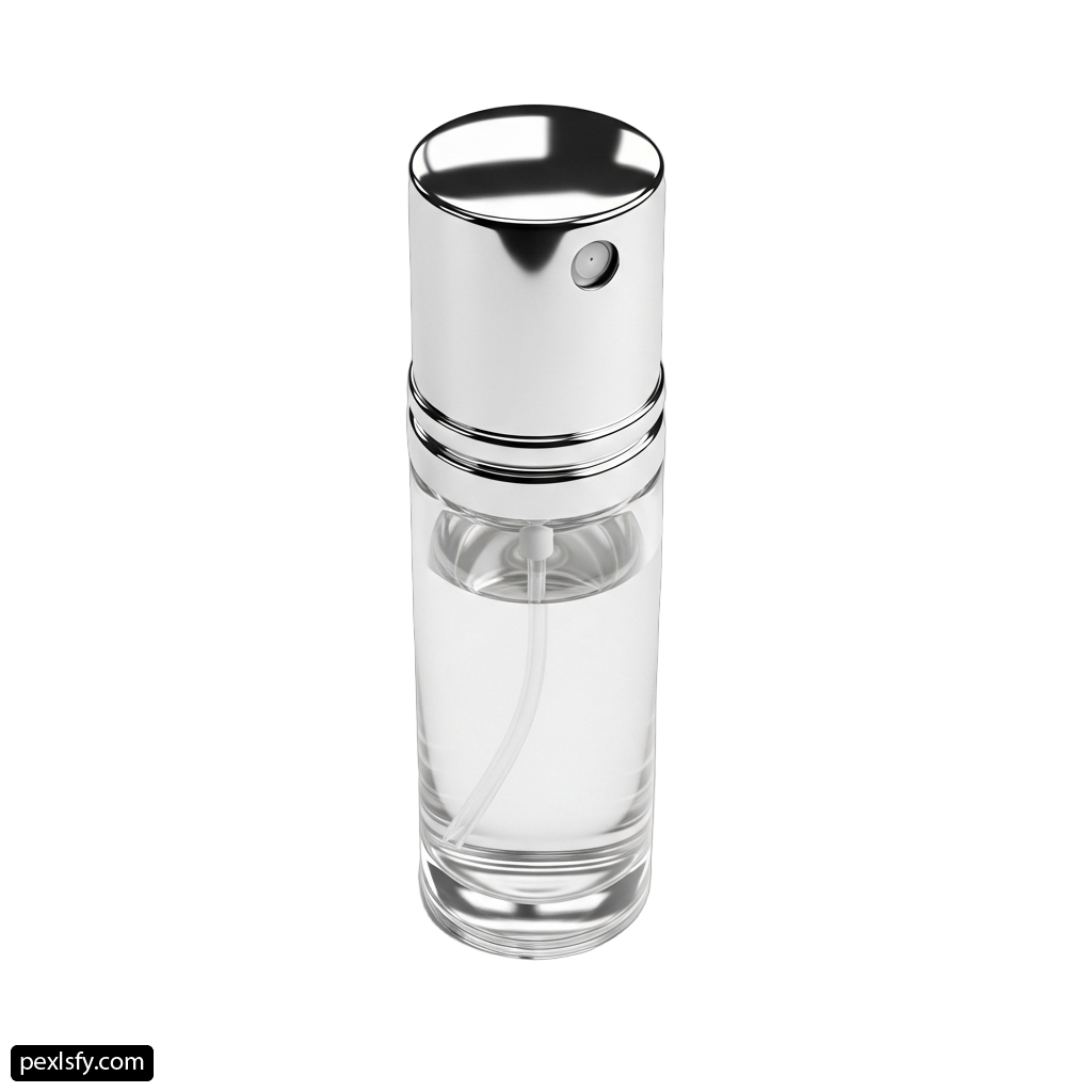 Clear glass with a silver lid and a white background png transparent background