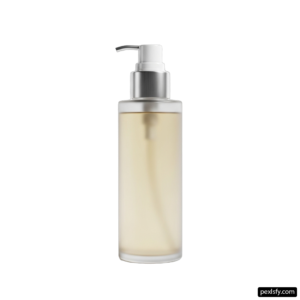 Clear plastic bottle with a silver pump png transparent background