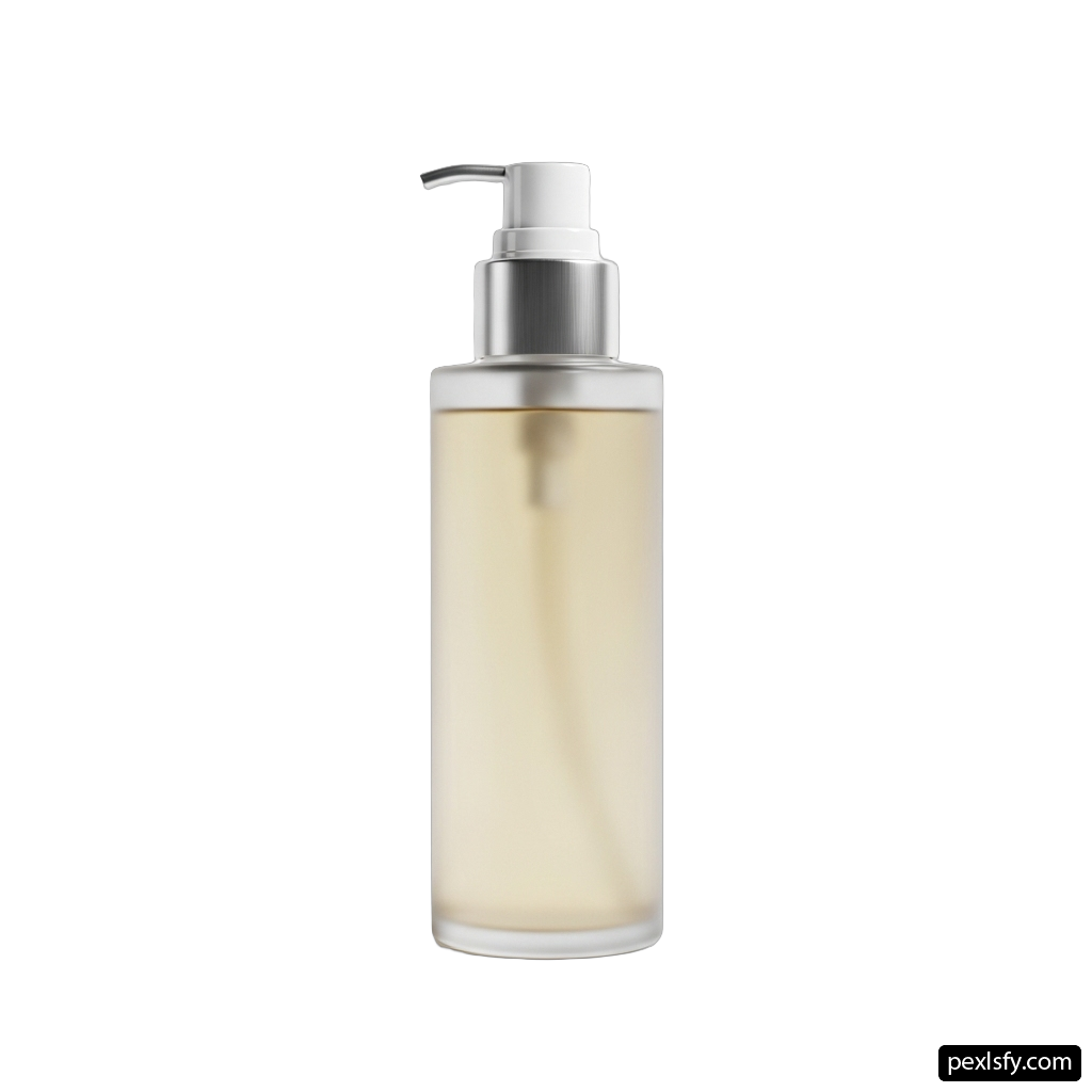 Clear plastic bottle with a silver pump png transparent background