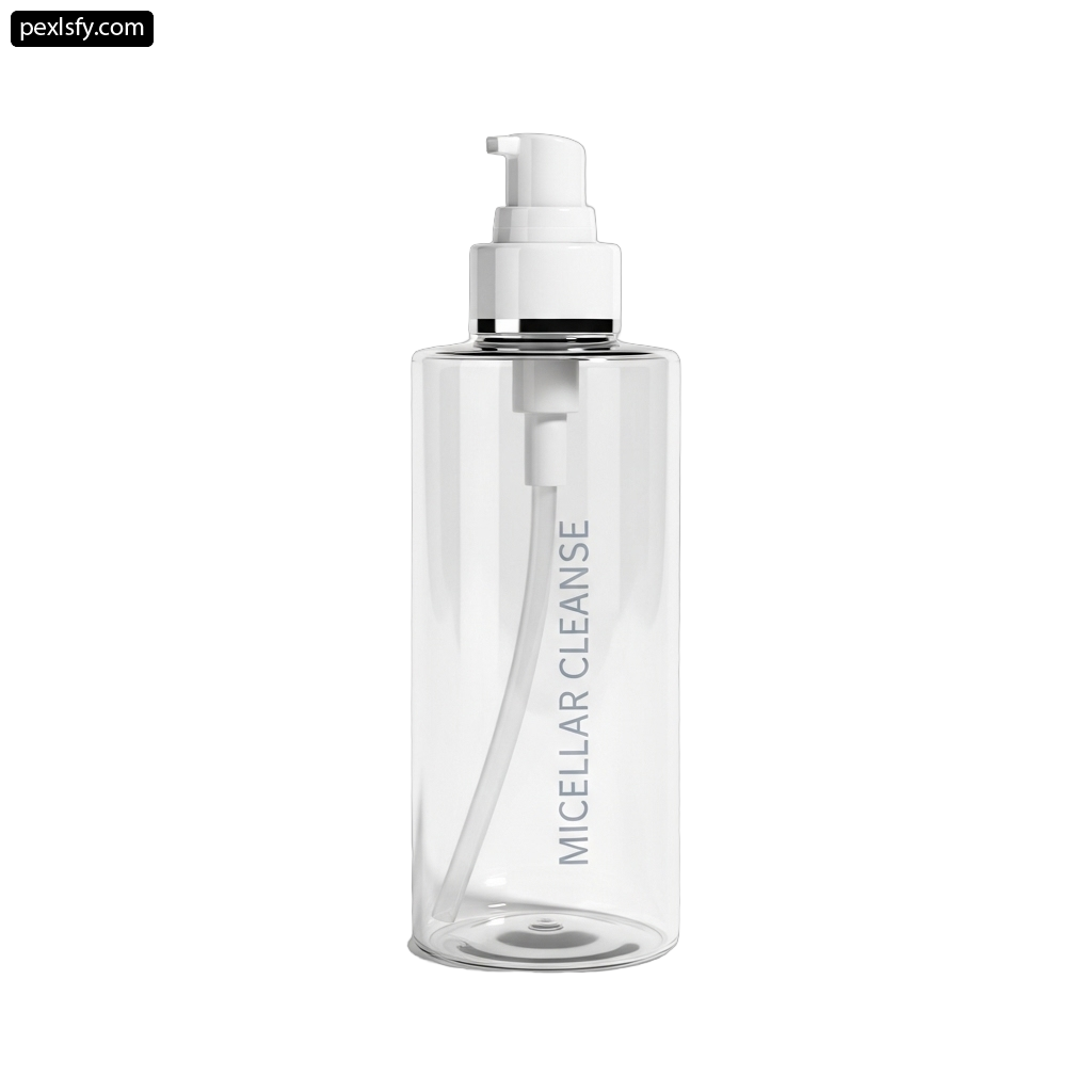 Clear plastic bottle with a white pump on it png transparent background