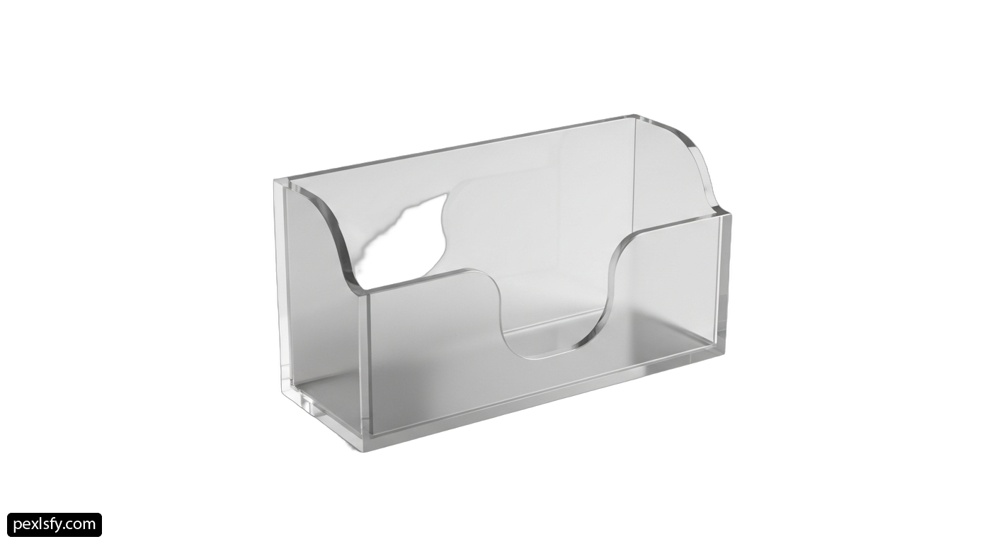 Clear plastic business card holder on a white background png transparent background