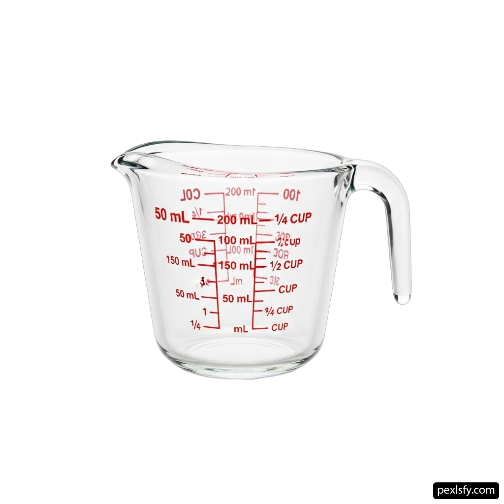 Clear plastic measuring cup with a handle png transparent background