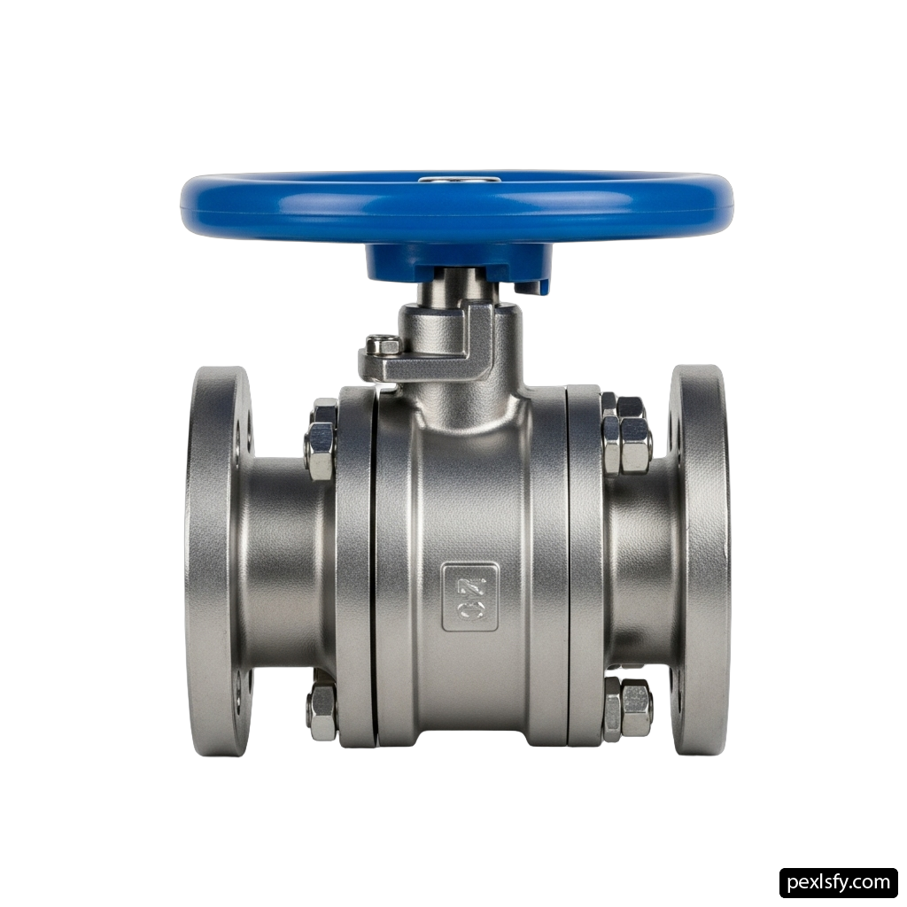 Close up of a ball valve on a white background png transparent background