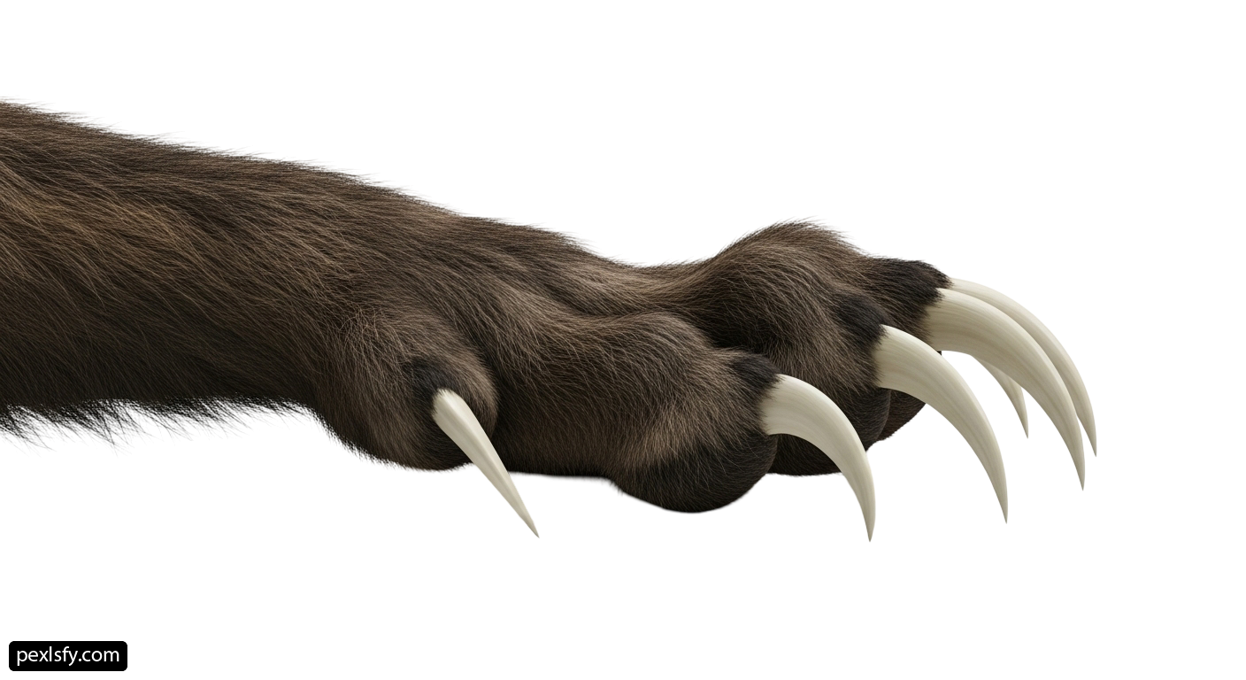 Close up of a bear's paw on a white background png transparent background