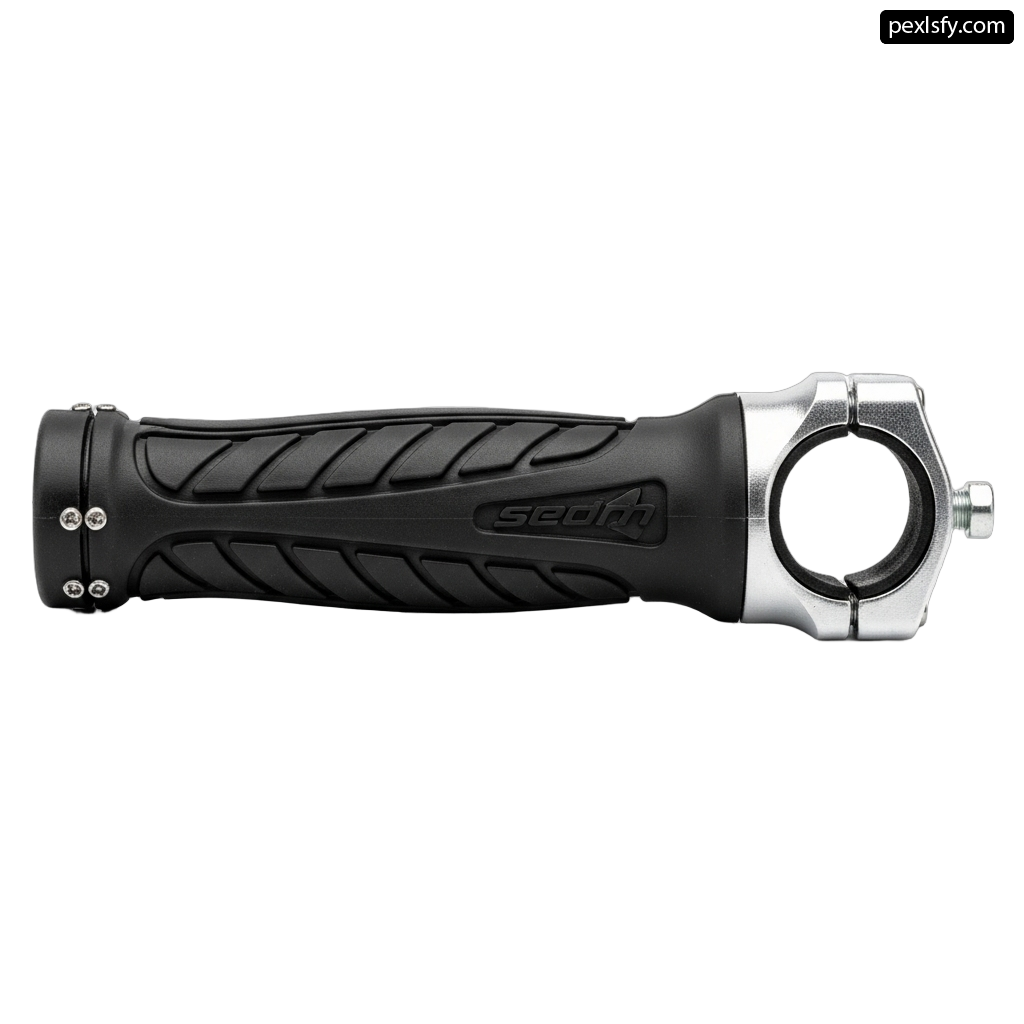 Close up of a bicycle handlebar on a white background png transparent background