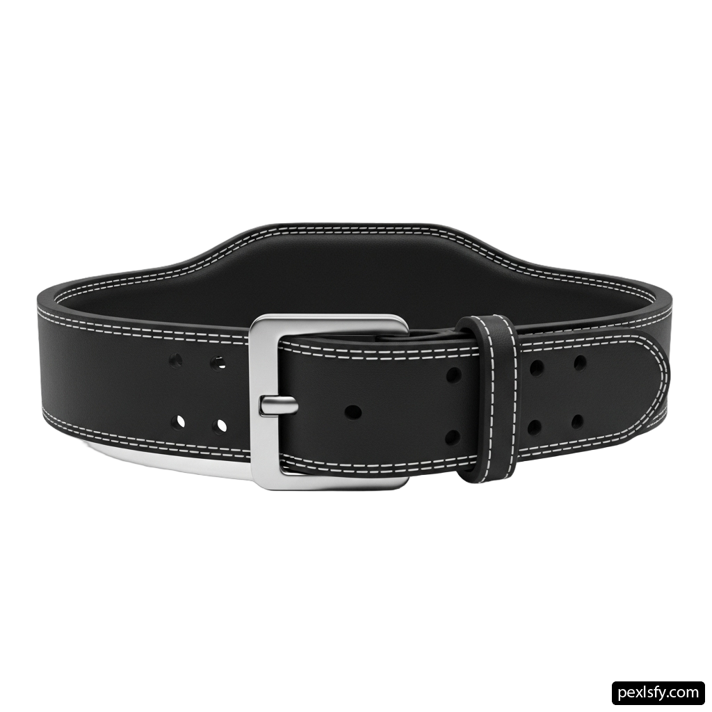 Close up of a black belt on a white background png transparent background