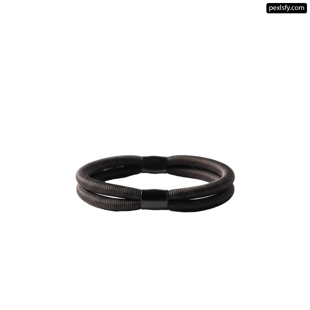 Close up of a black bracelet on a white background png transparent background
