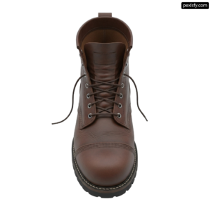 Close up of a brown boot on a white background png transparent background